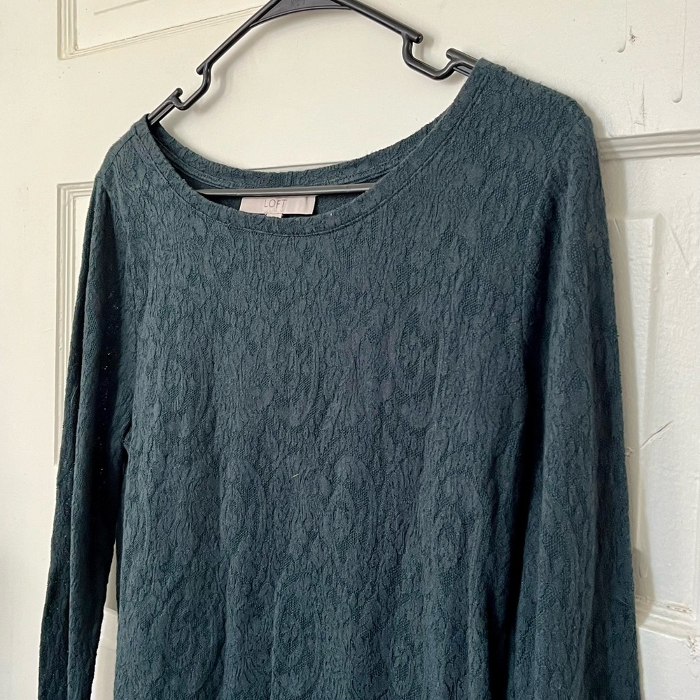 Ann Taylor Loft Dark Green Lace Top